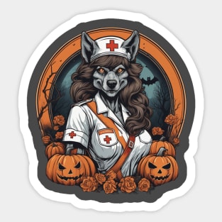 Werewolf nurse practitioner Halloween design Sticker